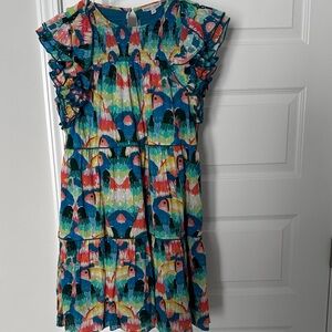 Colorful Tiered Ruffle Mini Dress by - Multicolor